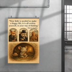 happy mouse simple life quote marcus aurelius poster 4