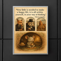 happy mouse simple life quote marcus aurelius poster 5
