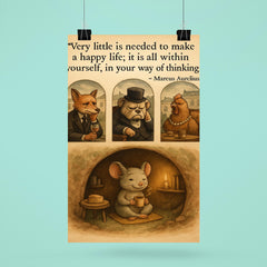 happy mouse simple life quote marcus aurelius poster 6