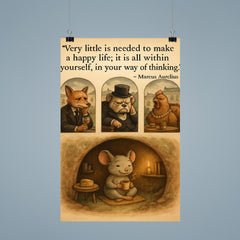 happy mouse simple life quote marcus aurelius poster 9