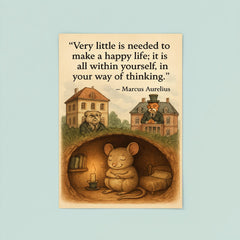 happy mouse simple life quote marcus aurelius very little needed poster 8