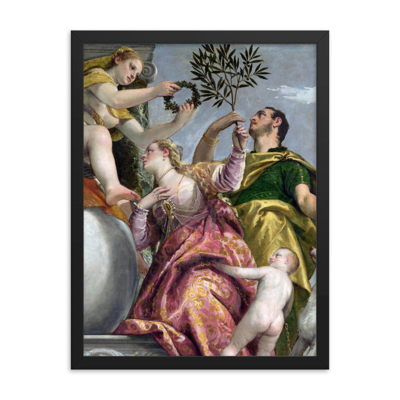 Happy Union - Allegory of Love Series by Paolo Veronese framed print on a plain backdrop in size 18