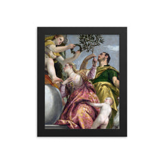 Happy Union - Allegory of Love Series by Paolo Veronese framed print on a plain backdrop in size 8"x10".