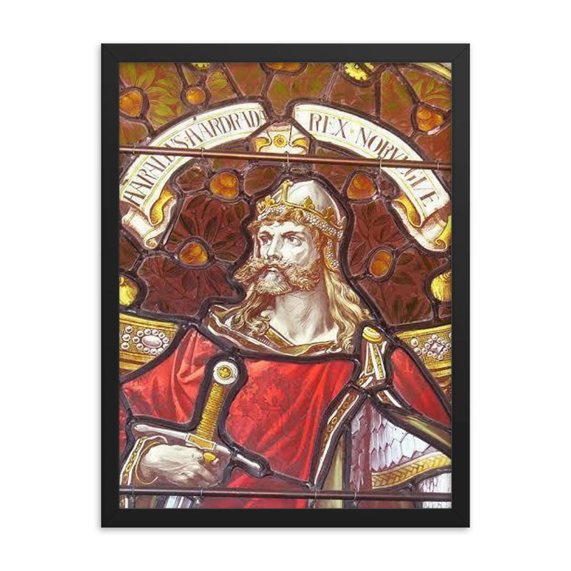 Harald Hardrada framed print on a plain backdrop in size 18