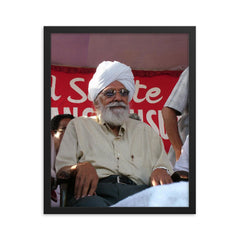 Harkishan Singh Surjeet framed print on a plain backdrop in size 16"x20".