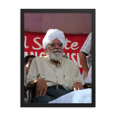 Harkishan Singh Surjeet framed print on a plain backdrop in size 18"x24".