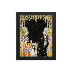 Harlequin and Death by Konstantin Somov, 1907 framed print on a plain backdrop in size 8"x10".