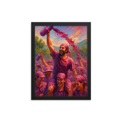 Haro Wine Battle Spain framed print on a plain backdrop in size 12"x16".