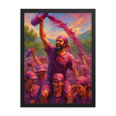 Haro Wine Battle Spain framed print on a plain backdrop in size 18"x24".