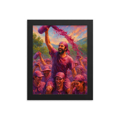 Haro Wine Battle Spain framed print on a plain backdrop in size 8"x10".