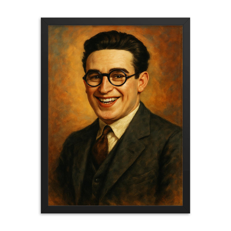 Harold Lloyd framed print on a plain backdrop in size 18