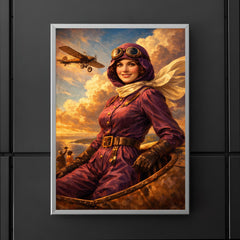 Harriet Quimby in plum aviation suit poster 5