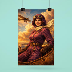 Harriet Quimby in plum aviation suit poster 6