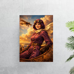 Harriet Quimby in plum aviation suit poster 7