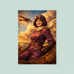Harriet Quimby in plum aviation suit poster 8