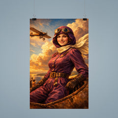 Harriet Quimby in plum aviation suit poster 9