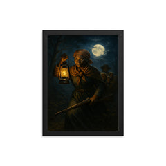 Harriet Tubman armed night crossing framed print on a plain backdrop in size 12"x16".