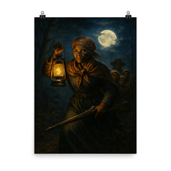 Harriet Tubman armed night crossing poster on a plain backdrop in size 8"x10".