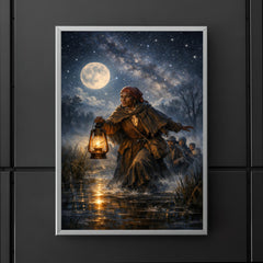 Harriet Tubman guiding fugitives through starlit marsh poster 5