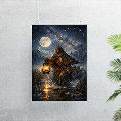 Harriet Tubman guiding fugitives through starlit marsh poster 7