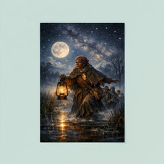 Harriet Tubman guiding fugitives through starlit marsh poster 8