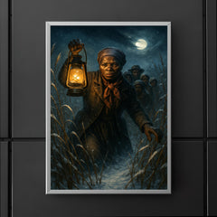Harriet Tubman guiding fugitives through winter reeds poster 5
