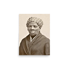 Harriet Tubman poster on a plain backdrop in size 12"x16".