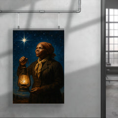 Harriet Tubman under North Star with lantern poster 4