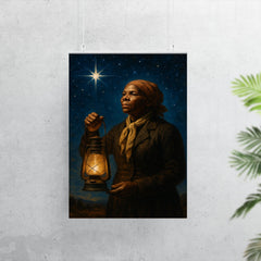 Harriet Tubman under North Star with lantern poster 7