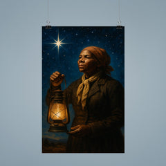 Harriet Tubman under North Star with lantern poster 9