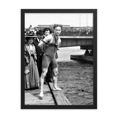 Harry Houdini framed print on a plain backdrop in size 18"x24".