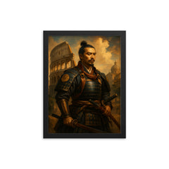 Hasekura Tsunenaga samurai in Rome framed print on a plain backdrop in size 12"x16".