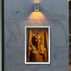 Hatshepsut in false beard before obelisks poster 2