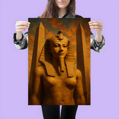Hatshepsut in false beard before obelisks poster 3