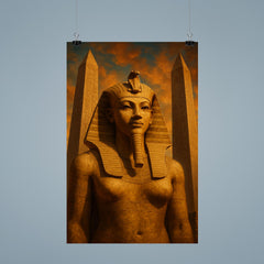 Hatshepsut in false beard before obelisks poster 9