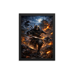 Hattori Hanzo in Iga night raid framed print on a plain backdrop in size 12"x16".