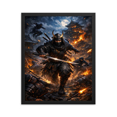 Hattori Hanzo in Iga night raid framed print on a plain backdrop in size 16"x20".