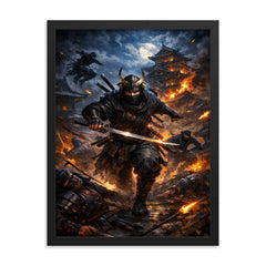 Hattori Hanzo in Iga night raid framed print on a plain backdrop in size 18"x24".