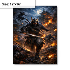 Hattori Hanzo in Iga night raid metal print on a plain backdrop in size 12"x16".