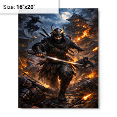 Hattori Hanzo in Iga night raid metal print on a plain backdrop in size 16"x20".