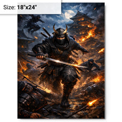 Hattori Hanzo in Iga night raid metal print on a plain backdrop in size 18"x24".