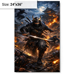 Hattori Hanzo in Iga night raid metal print on a plain backdrop in size 24"x36".