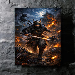 Hattori Hanzo in Iga night raid metal print mockup