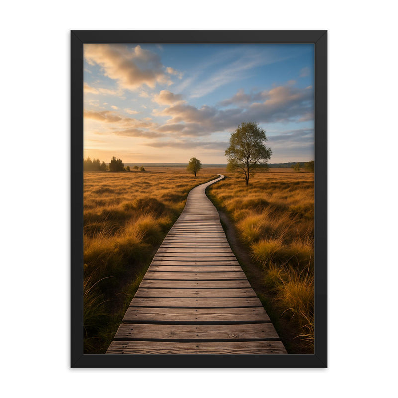 Hautes Fagnes High Fens Boardwalks Belgium framed print on a plain backdrop in size 18