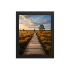 Hautes Fagnes High Fens Boardwalks Belgium framed print on a plain backdrop in size 8"x10".
