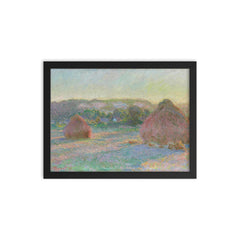 Haystacks  Monet 1890-91 framed print on a plain backdrop in size 12"x16".