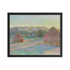 Haystacks  Monet 1890-91 framed print on a plain backdrop in size 16"x20".