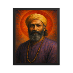 Hazrat Inayat Khan framed print on a plain backdrop in size 16"x20".