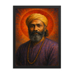 Hazrat Inayat Khan framed print on a plain backdrop in size 18"x24".