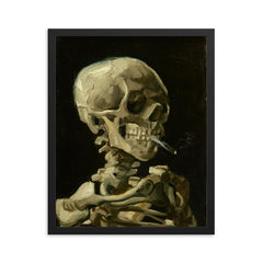 Head of a Skeleton by Vincent Van Gogh framed print on a plain backdrop in size 16"x20".